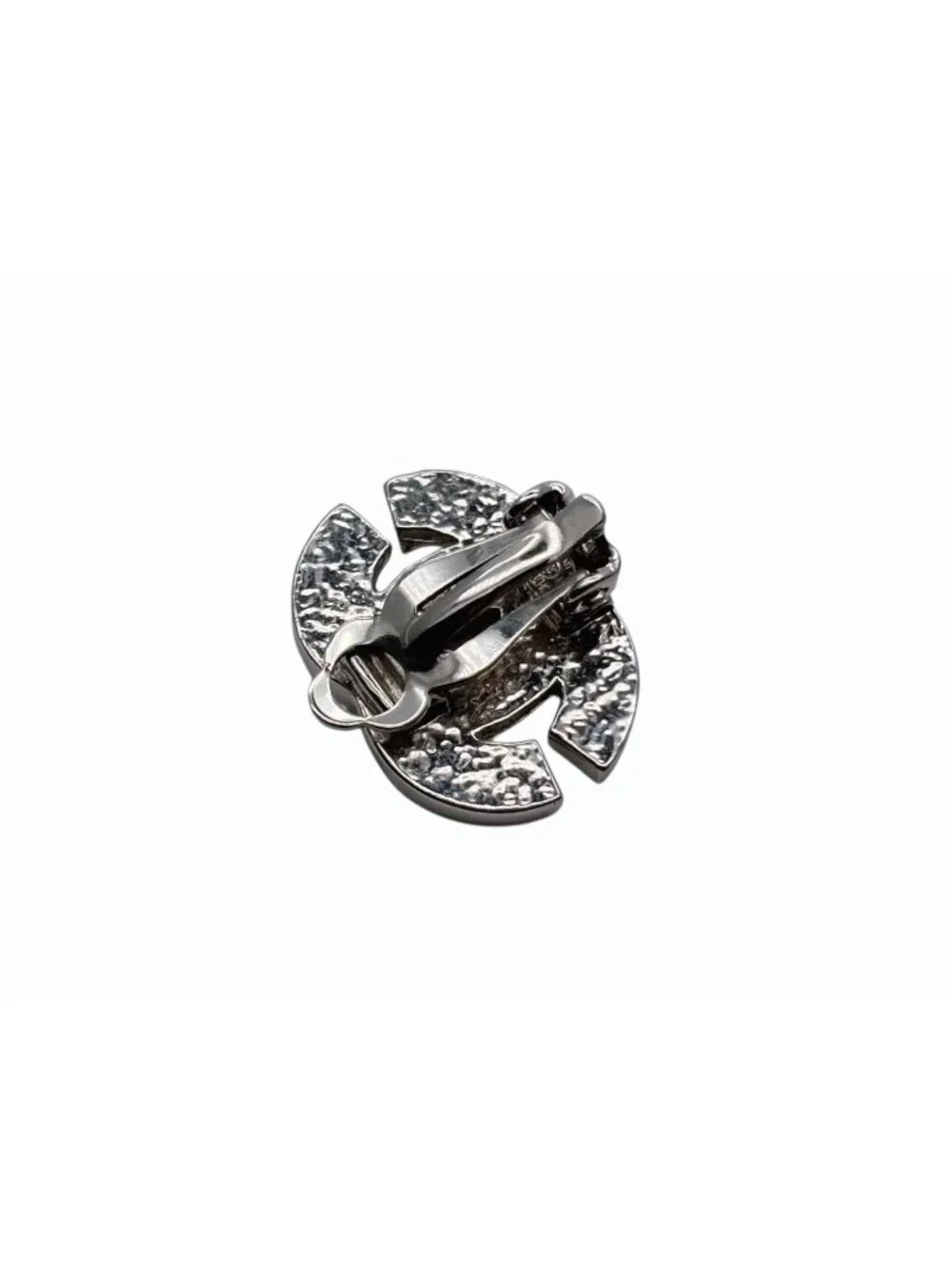 Chanel CC Logo Rhinestone Silver Earrings 01